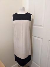 Lovely Nine West creme black color block women sheath dress Sz 6p 