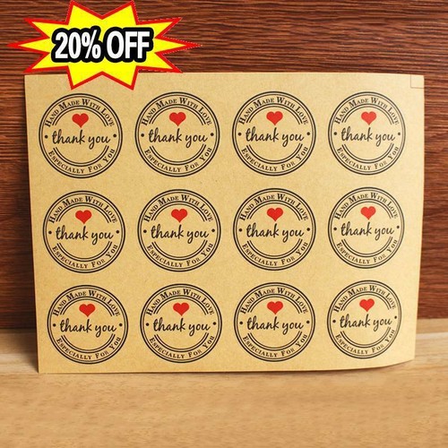 12Pcs Thank You Stickers Seal Labels Craft Packaging new Sealing Kraft= HOT - Picture 2 of 8