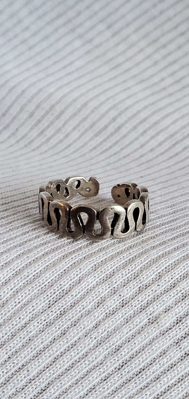 Sterling Silver Squiggle Wave Adjustable Ring - image 1