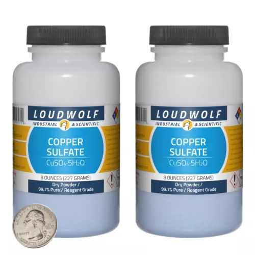 Copper Sulfate / 1 Pound / 2 Bottles / 99.7% Pure Reagent Grade / Dry Powder