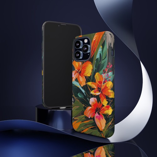Phone-Ink iPhone, Pixel, Samsung Galaxy Case - Orange Hibiscus Flower Painting - 第 59/191 張圖片