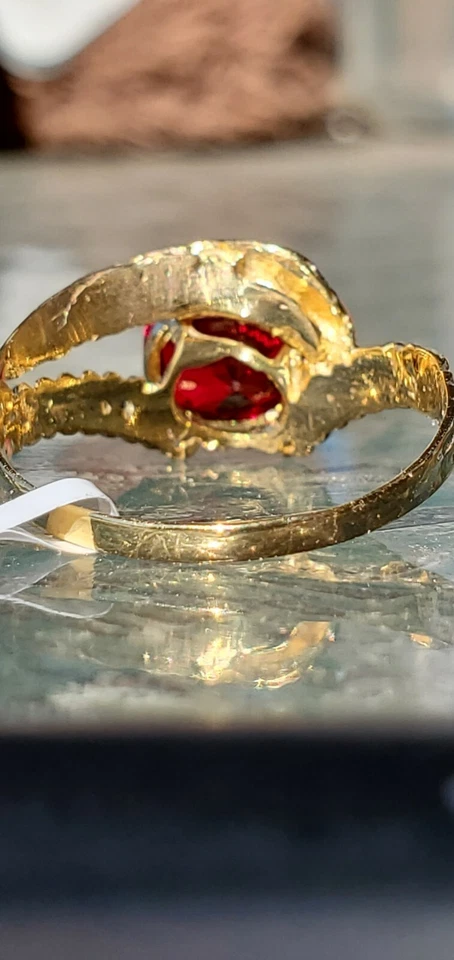 Ruby Labcreated Round Cut Solitaire Ring 10kt Solid Yellow Gold - Image 4 of 4