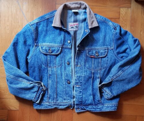 Men's Winter Warm Lee Storm Rider Made in USA Denim Jacket Lined Trucker, 48 M/L - Picture 1 of 12