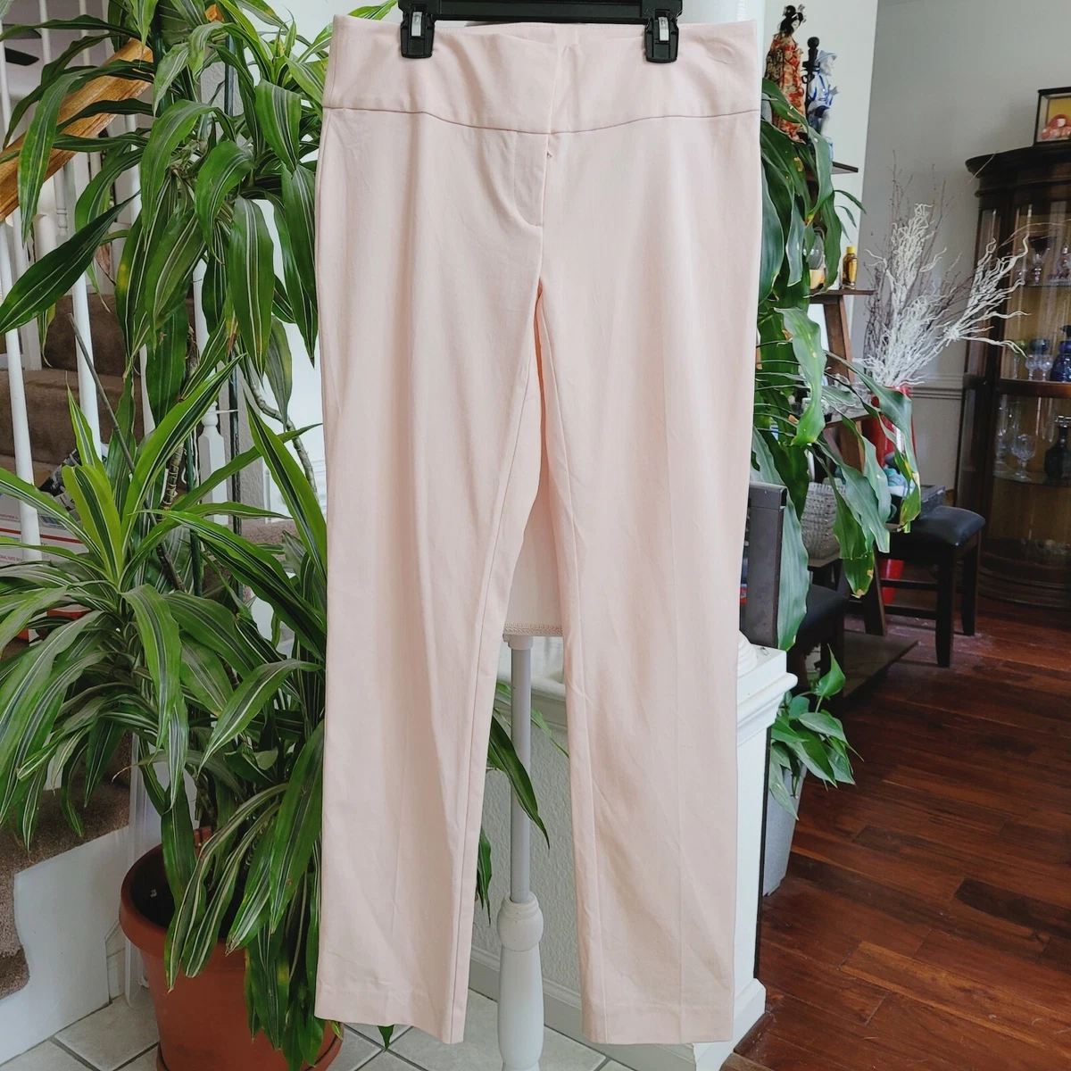 Alfani Sz 4 Women's Slim Dress Pants Peachy Pink Tummy Control Tapered Legs  NWOT