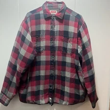Wrangler Shacket Jacket Mens Size Medium Plaid Heavyweight Sherpa Lined Shirt