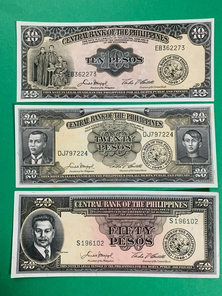 FILIPINAS 1949 SERIE INGLESA SET 1-2-5-10-20-50-100 Y 200 PESOS TODO NÍTIDO SIN CIRCULAR Foto 4 de 4
