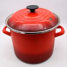 Le Creuset Enameled Steel Stock Pot with Lid Ombre Red Cherise 6 Quart Qt