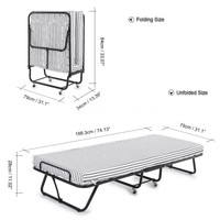 Ikayaa Single Folding Guest Bed Cot With Mattress Foldaway 360°casters Hot E5r6 on sale Ikayaa Single Folding Guest Bed Cot With Mattress Foldaway 360°casters Hot E5r6 on sale