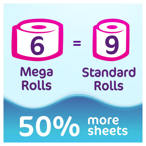 Cushelle Original Mega Toilet Rolls 50% More Sheets 6 Rolls (Case of 1 & 4) - Picture 11 of 12