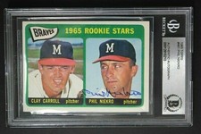 Phil Niekro d.2020 1965 Topps 461 ROOKIE STARS Autographed Card Topps BAS