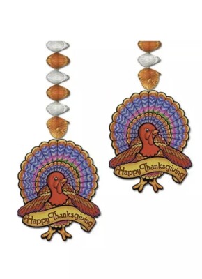 Turkey Danglers   (2/Pkg).  Happy Thanksgiving Decorations.  C2
