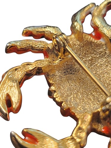 Vintage Enamel Crab Brooch Pin Nautical Sea Life Ocean Animal Jewelry - Picture 7 of 9