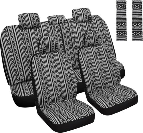 Baja Saddle Blanket Car Seat Covers Full Set with Seat Belt Pads, Washable