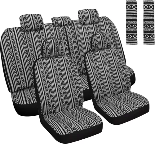 Baja Saddle Blanket Car Seat Covers Full Set with Seat Belt Pads, Washable