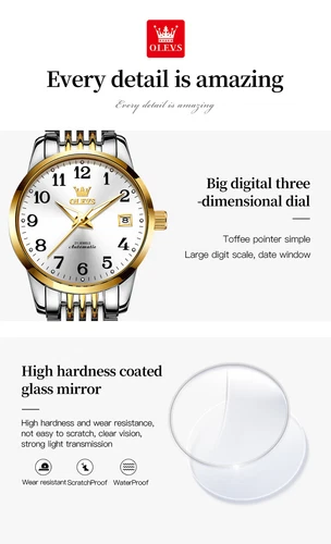 OLEVS Automatic Mechanical Watch Calendar Waterproof Women's Wristwatches - Picture 7 of 20