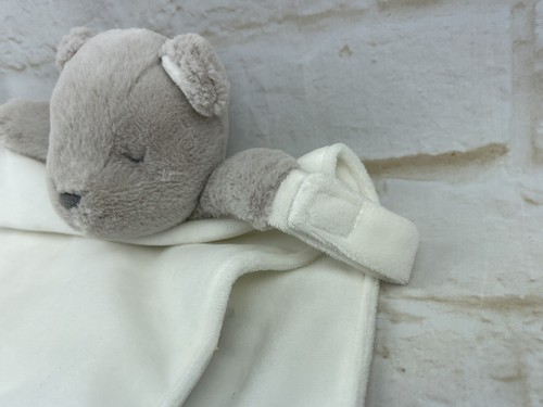 Carters Teddy Bear Cuddle Blanket Lovey Rattle Pacifier Holder Plush Gray White - Picture 4 of 10