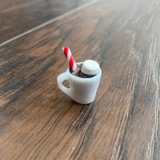 Dollhouse Miniature Christmas Mug Hot Chocolate Marshmallow Candy Cane 1" 1:12