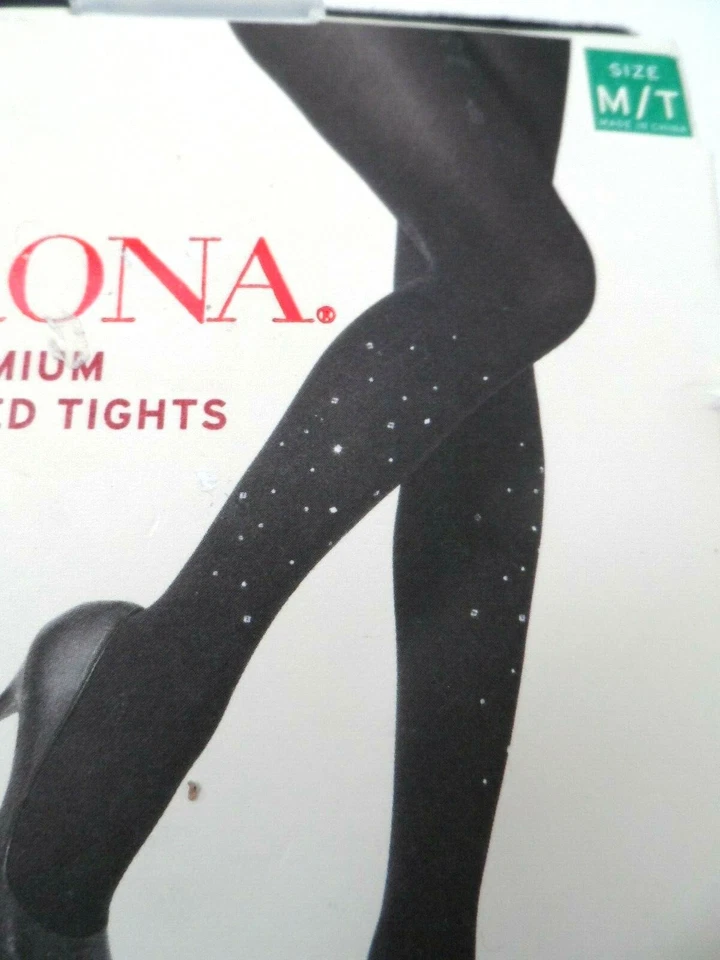 1 Par de Medias Merona Premium Estampado Negro Estrás Talla: M/T (po) Foto 2 de 4