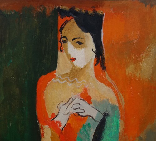 Rare unique Cubist painting, Portrait, signed & stamped - Picture 3 of 8