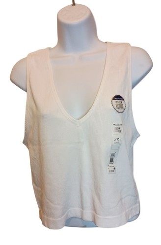 WallFlower White Insta Smooth Sleeveless Ribbed V-Neck Tank Top Women's Sz. 2X