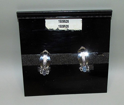 Vintage Clip On Swarovski Silver Tone Crystal Half Hoop Earrings on Card - Picture 2 of 6