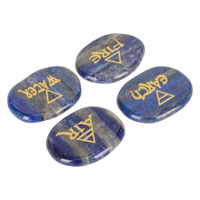 4 Elements Assorted Stones Engraved Triangular Symbols Earth Air Fire Water