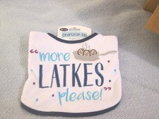 Hanukkah Baby Bib "More Latkes Please " New With Tag