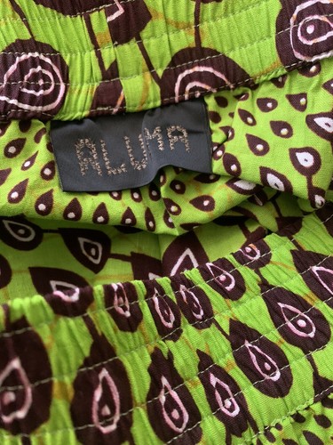 Women's Green Printed Batik Cotton Tiered Skirt, Size M, Handmade, Pre-Owned - Picture 5 of 5
