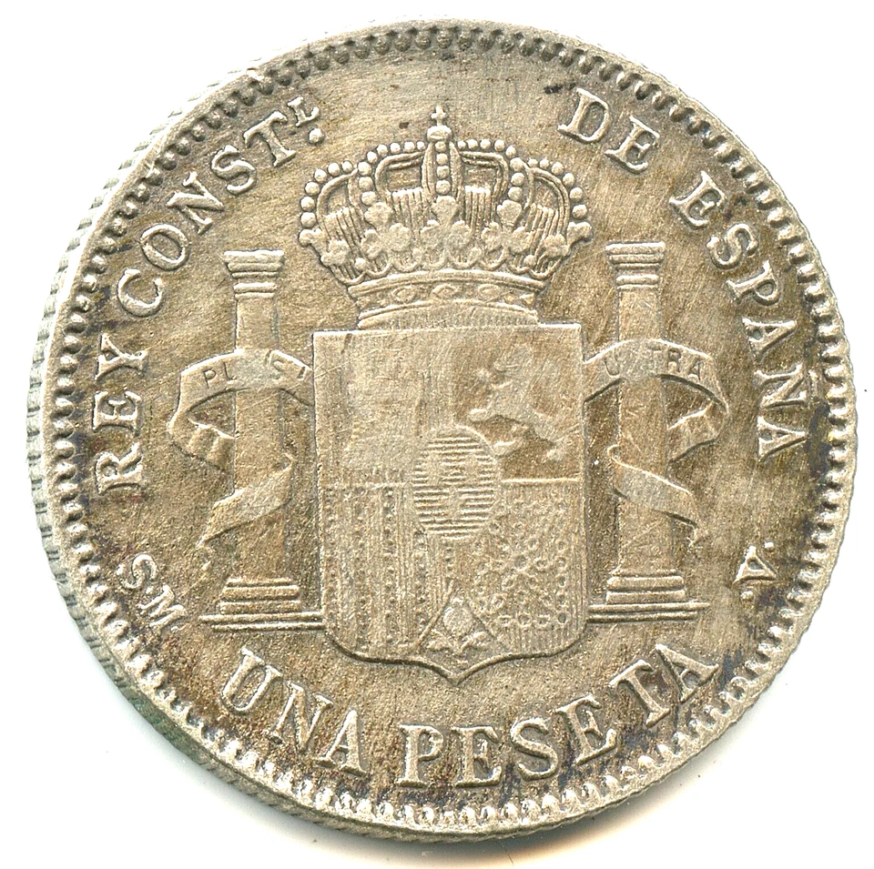 Spagna 1 peseta argento Alfonso XIII 1900 qualità n. 4529 - Immagine 2 di 2