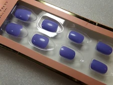 Wearable Nail Art Nails Shiny Hazy Purple glue on Short