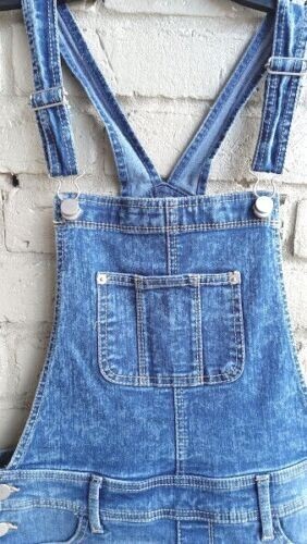 No Boundaries Womens Juniors S 3 5 Relaxed Fit Denim Shorts Bib Overalls Cuffed - Picture 2 of 6