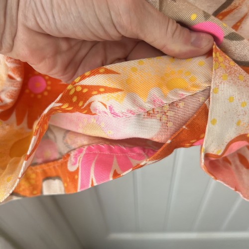 Vtg 1970s Day Glo Hawaiian Psychedelic Floral Maxi Dress Empire Waist Bows S - Picture 7 of 9