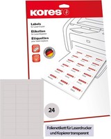 Kores Folien-Etiketten 63,5 X 33,9 Mm Transparent 240 Etiketten Auf 10 Blatt
