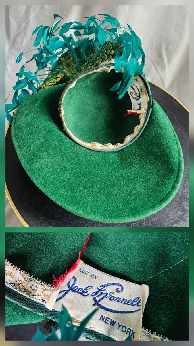 Original Jack McConnell Green Peacock Feather Hat Wool  display picture 3