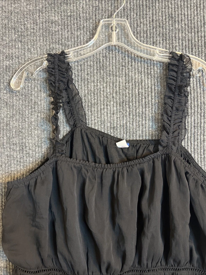 Old Navy 女式雪纺荷叶边背心,尺寸 2X 黑色波西米亚奇思戈斯垃圾 — 第 3/4 张图片