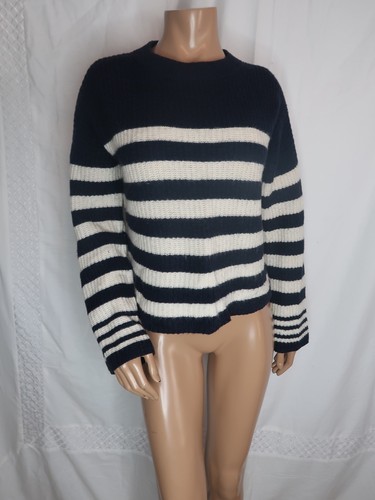 Joie Women's Medium 100% Cashmere Blue White Pullover Crewneck Sweater - Picture 6 of 6