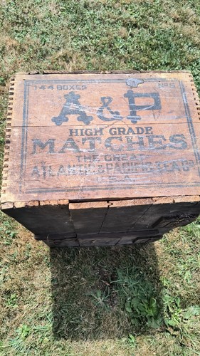 Caja de madera vintage EE. UU. coincide con A & P Atlantic & Pacific tapa de té etiqueta de ferrocarril - Imagen 5 de 10