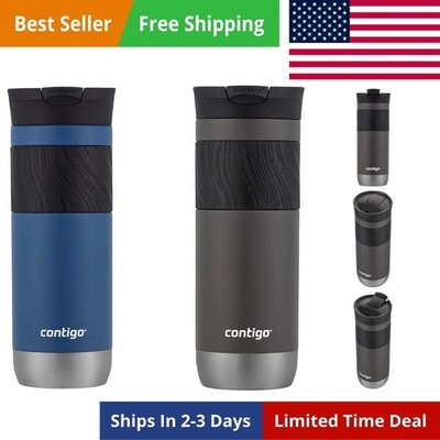 Byron Vacuum-Insulated Stainless Steel Travel Mug with Leak-Proof Lid, Reusab...