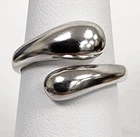 Vintage Sterling Silver 925 Rounded Teardrop-Shaped Bypass Cocktail Ring Size: 7