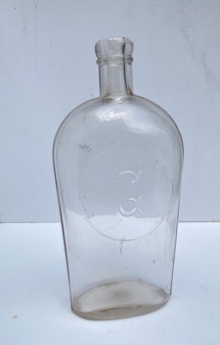 Tilted Neck Embossed Letter G in Circle Glass Flask Bubble 9.5" - Picture 10 of 15