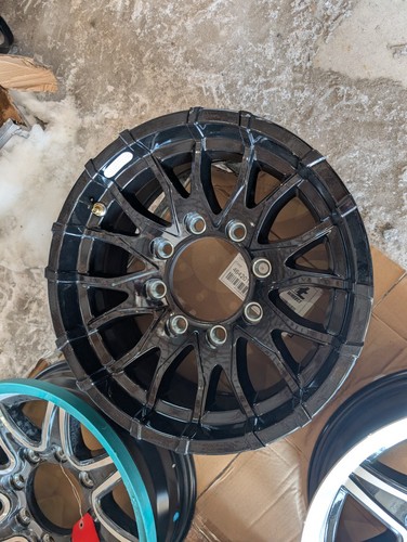  16" 8 LUG ALUMINUM TRAILER WHEEL 8-LUG ON 6.5 INCHES  - Black