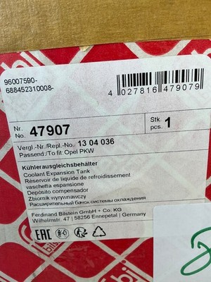 Expansion tank coolant Febi Bilstein 47907 for Opel PP polypropylene Adam