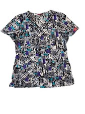 Dickies Print Women's Short Sleeve Scrub Top With Pockets - Medium - Multicolor