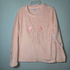 Disney 100 Minnie Mouse Womens Pajama Set Long Sleeve Fleece Pink Size L 12-14