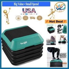 Yes4all Adjustable High Step Aerobic Platform with Risers 16x16 Black/Green