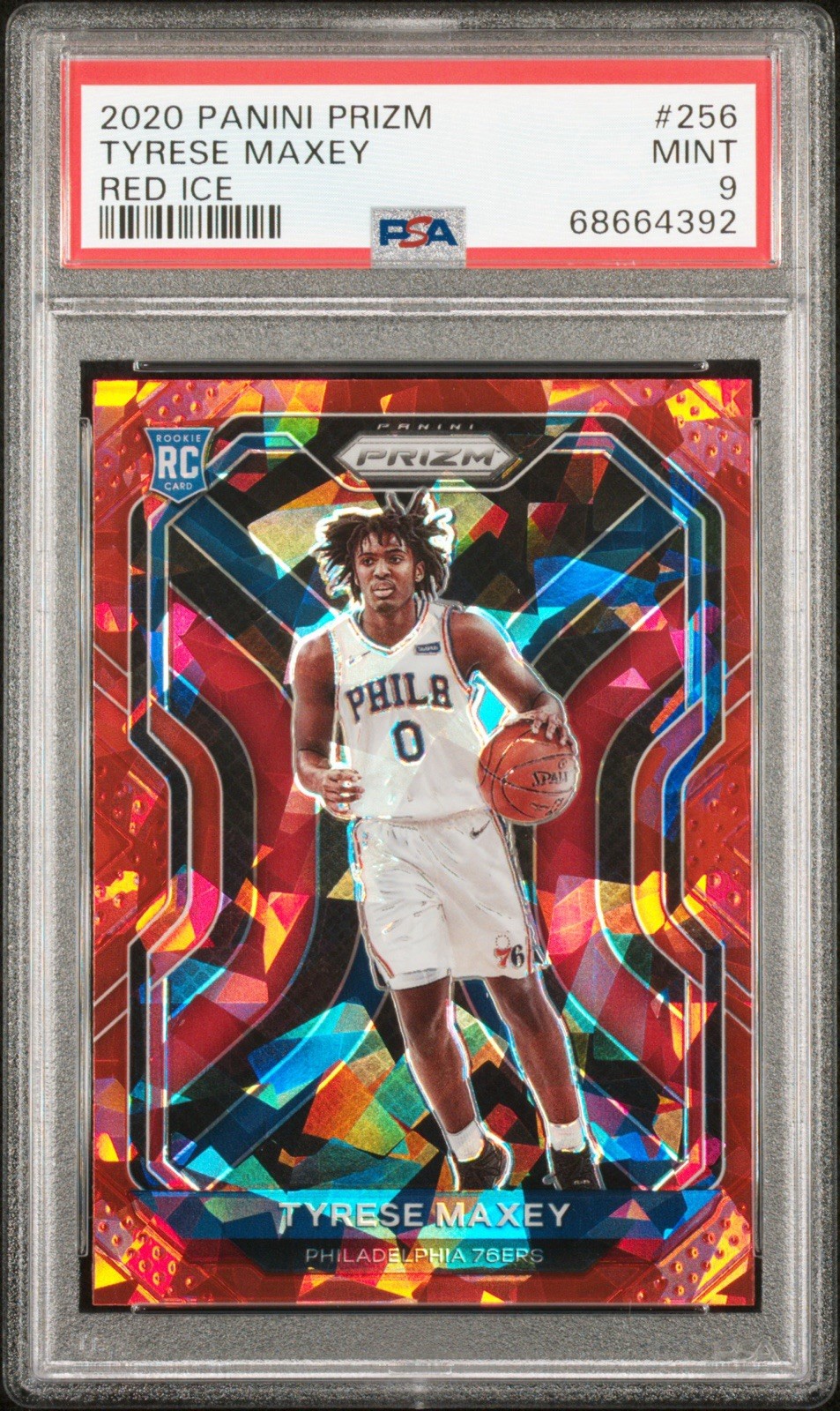 2020-2021 Tyrese Maxey Prizm Red Cracked Ice Rookie #256 76ers RC PSA 9 Mint