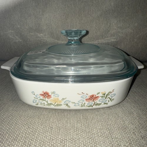 Vintage Corning Ware Autumn Meadow 2 Qt Casserole A-2-B with Pyrex Lid A-9-C