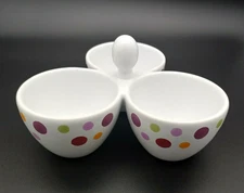 Pampered Chef Simple Additions Dots Three Bowl Condiment Dish #2078 Retired