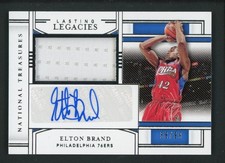 2020-21 ELTON BRAND 58/99 AUTO JERSEY PANINI NATIONAL TREASURES LASTING LEGACIES