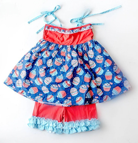 NWT Cheeky Plum Patriotic Shorts Outfit Girl's Size 4T
